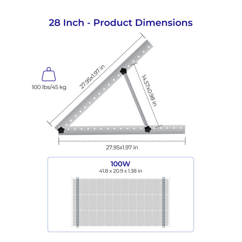 Renogy Single Side 27.4" Adjustable Pole Mount Support for 80W & 100W Solar Panels