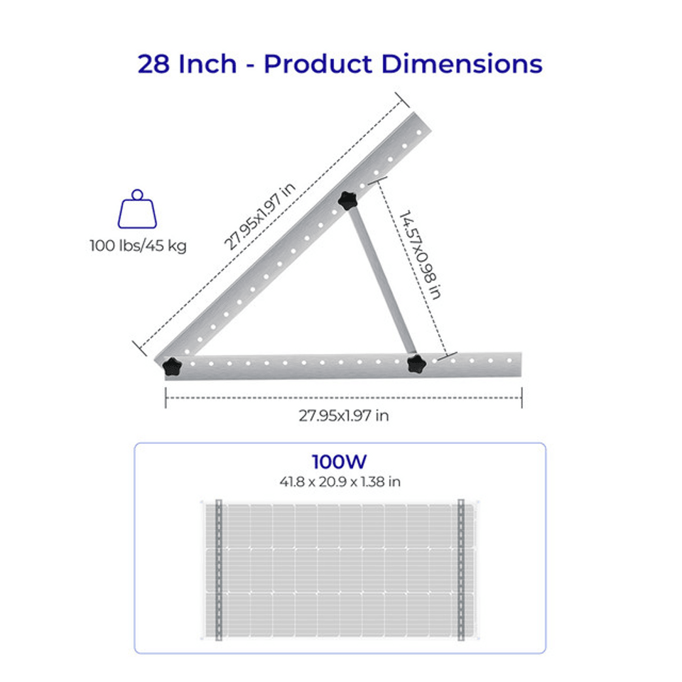Renogy Single Side 27.4" Adjustable Pole Mount Support for 80W & 100W Solar Panels