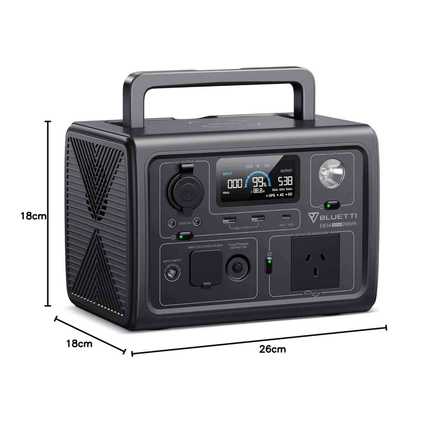 BLUETTI EB3A Portable Power Station 268.8Wh LiFePO4 with UPS & Bluetooth App Control