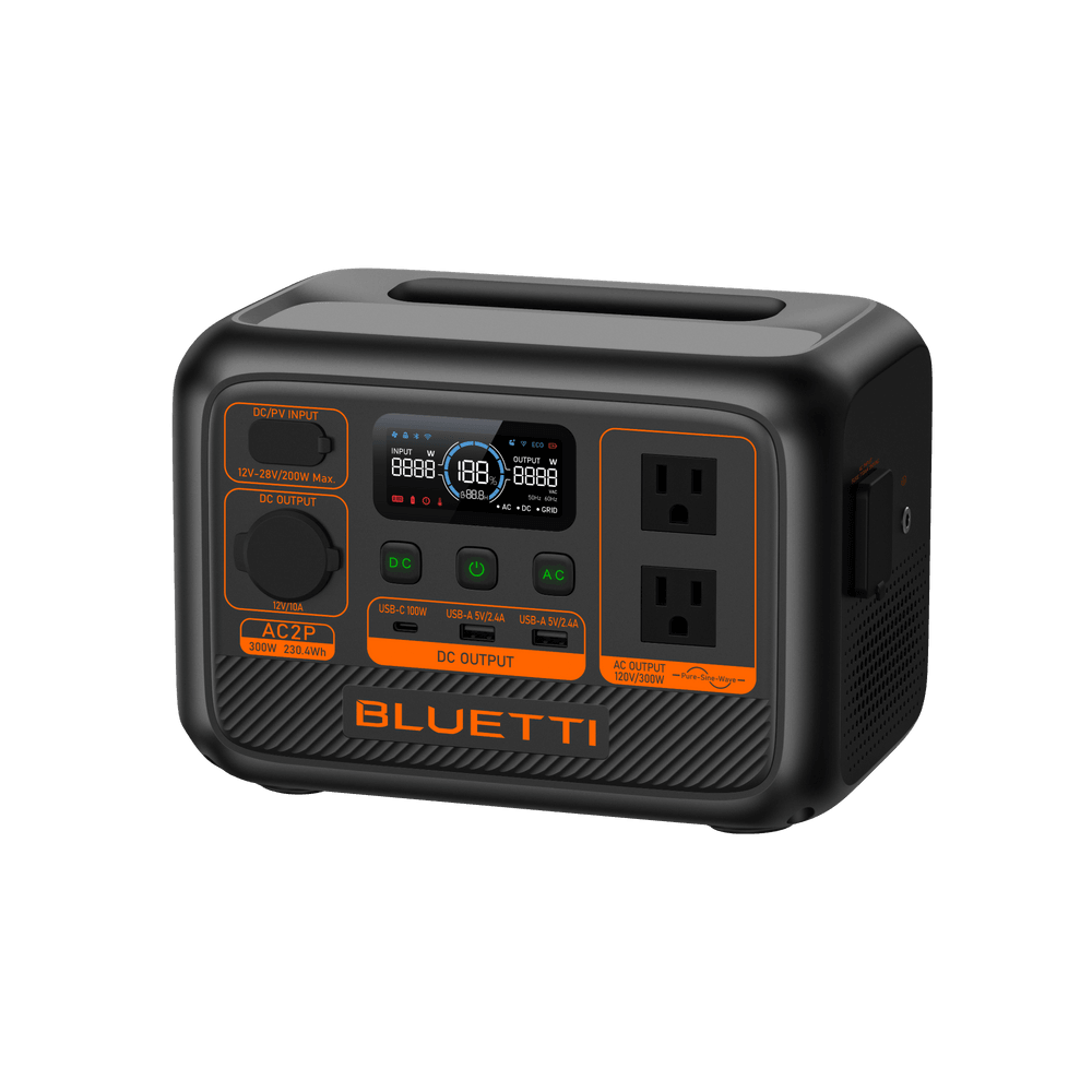 BLUETTI AC2P Portable Power Station 230.4Wh LiFePO4 Battery, 300W AC Output, Fast Charging & App Control