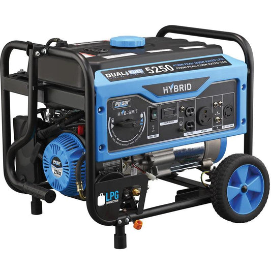 Pulsar PG5250B Hybrid Dual Fuel Portable Generator – 5250 Peak Watts with RV Outlet