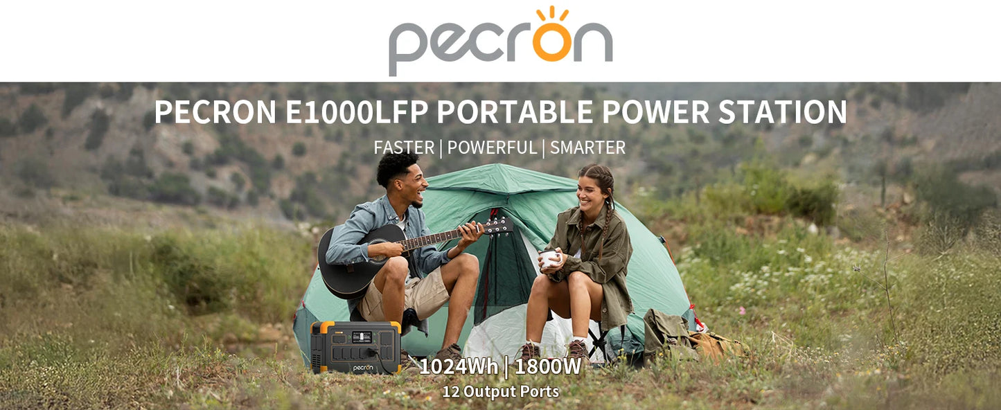 Pecron E1000LFP Portable Power Station 1024Wh LiFePO4 Battery Backup 1800W Solar Generator Expandable to 4096Wh Fast Charging - SolarFlares Generators
