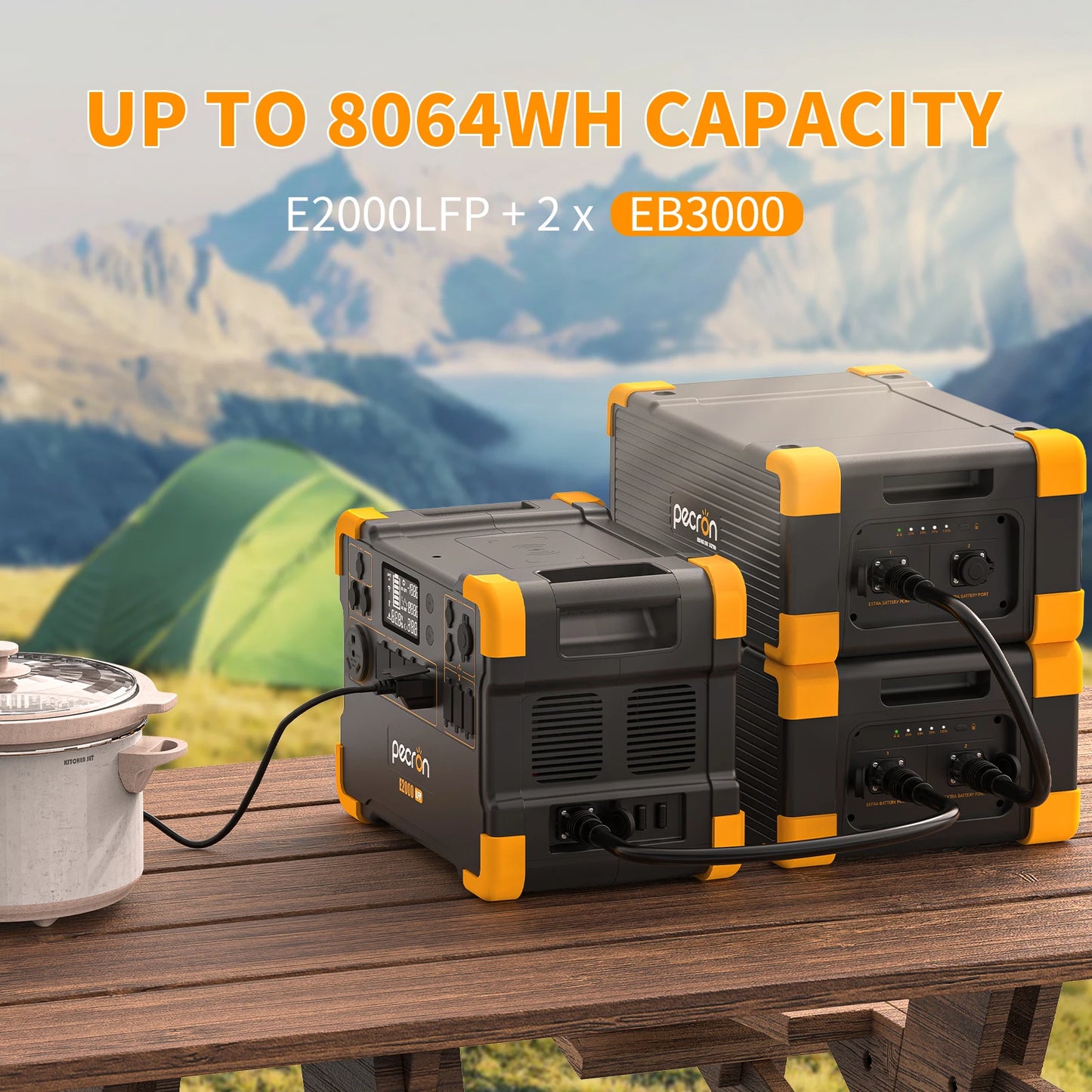 Pecron E2000LFP Portable Power Station 1920Wh Expandable to 8064Wh LiFePO4 Battery 2000W Solar Generator for Home, Camping, RV - SolarFlares Generators