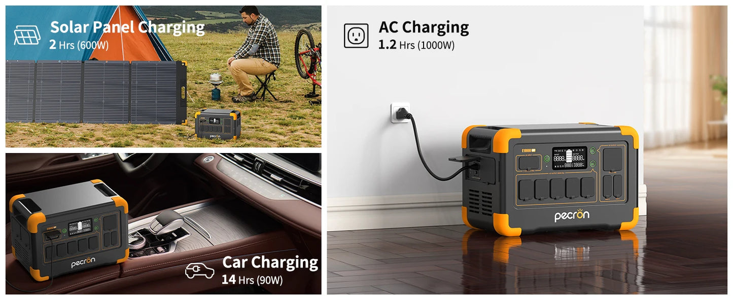 Pecron E1000LFP Portable Power Station 1024Wh LiFePO4 Battery Backup 1800W Solar Generator Expandable to 4096Wh Fast Charging - SolarFlares Generators