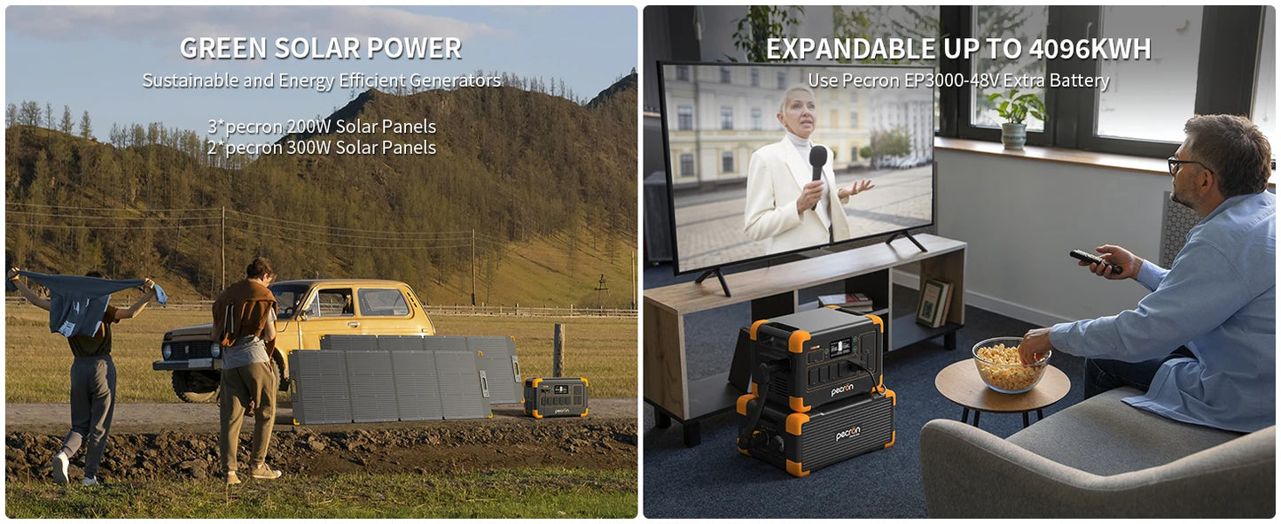 Pecron E1000LFP Portable Power Station 1024Wh LiFePO4 Battery Backup 1800W Solar Generator Expandable to 4096Wh Fast Charging - SolarFlares Generators