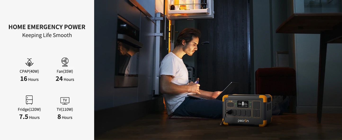 Pecron E1000LFP Portable Power Station 1024Wh LiFePO4 Battery Backup 1800W Solar Generator Expandable to 4096Wh Fast Charging - SolarFlares Generators