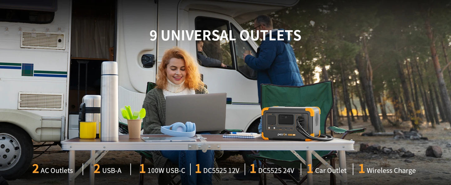 Pecron E300LFP Portable Power Station 600W 288Wh LiFePO4 Battery Solar Generator Power Bank Fast Charging for Home , RV, Camping - SolarFlares Generators