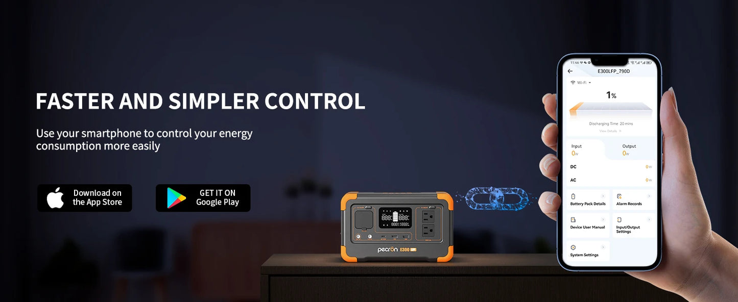 Pecron E300LFP Portable Power Station 600W 288Wh LiFePO4 Battery Solar Generator Power Bank Fast Charging for Home , RV, Camping - SolarFlares Generators