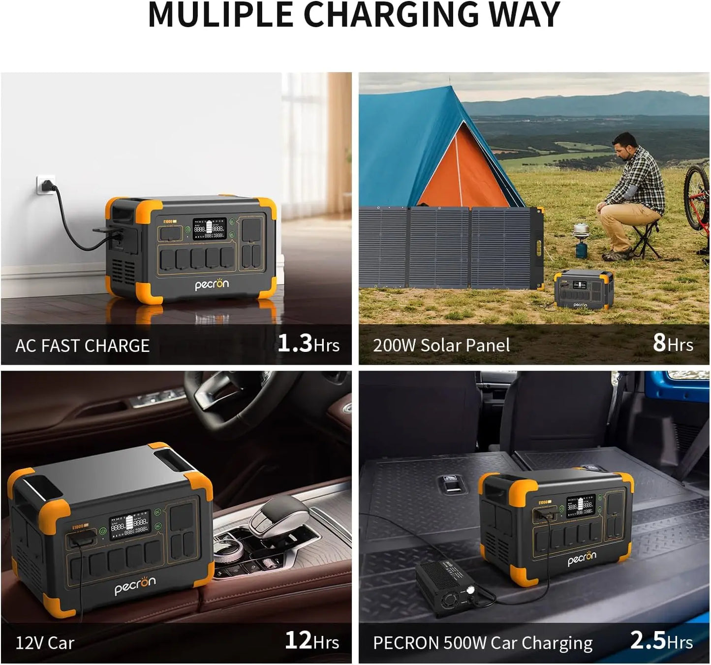 Pecron E1000LFP Portable Power Station 1024Wh LiFePO4 Battery Backup 1800W Solar Generator Expandable to 4096Wh Fast Charging - SolarFlares Generators