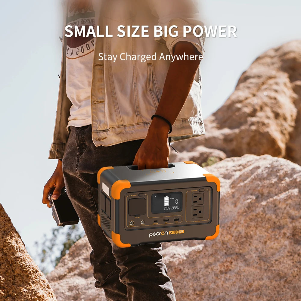 Pecron E300LFP Portable Power Station 600W 288Wh LiFePO4 Battery Solar Generator Power Bank Fast Charging for Home , RV, Camping - SolarFlares Generators