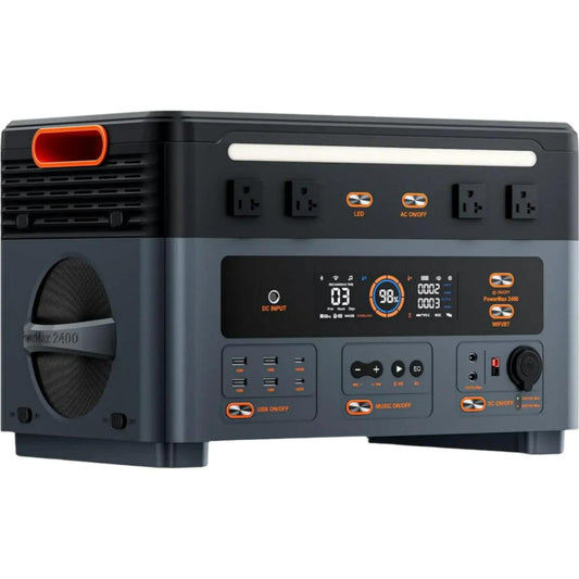 OSCAL PowerMax 1872Wh Portable Power Station in grey with orange accents, featuring multiple output ports and a digital display.