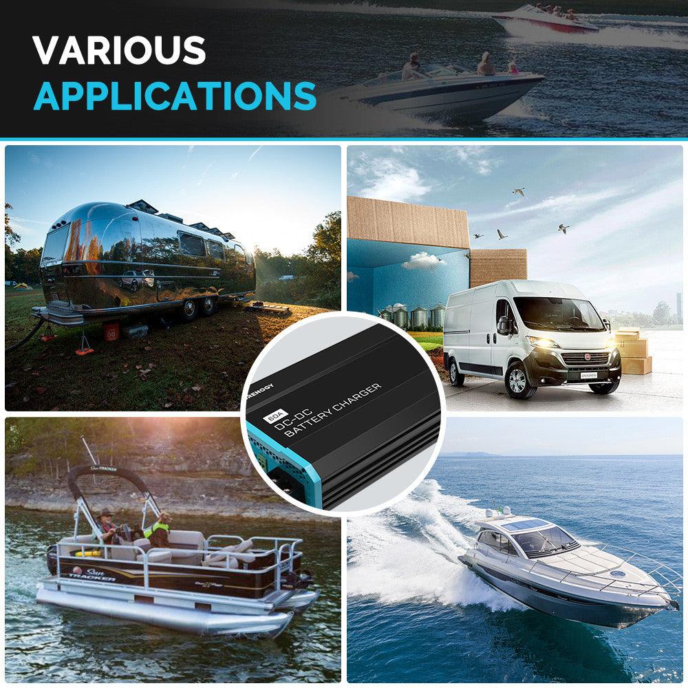 12V On-Board Battery Charger, Smart Charging System for Marine and RV Batteries