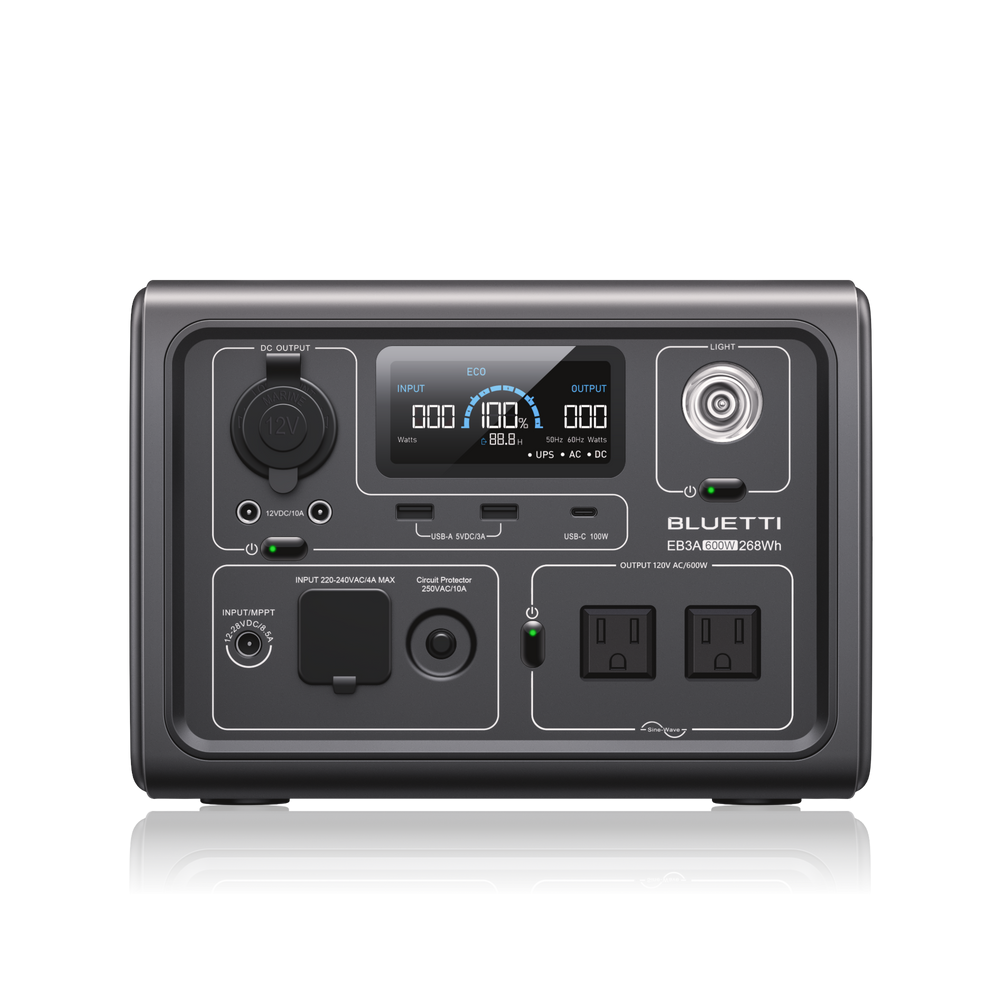 BLUETTI EB3A Portable Power Station 268Wh LiFePO4 Solar Generator 600W Pure Sine Wave