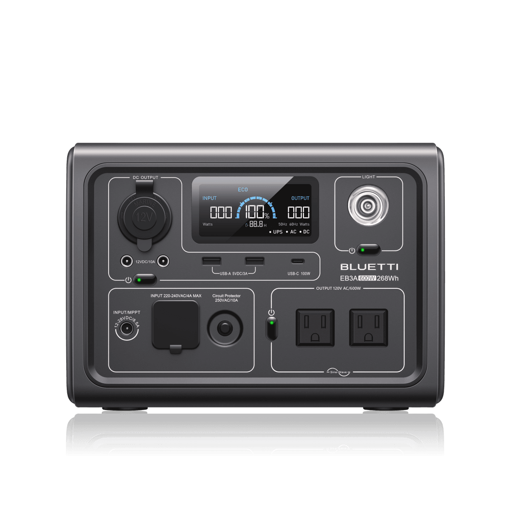 BLUETTI EB3A Portable Power Station 268Wh LiFePO4 Solar Generator 600W Pure Sine Wave