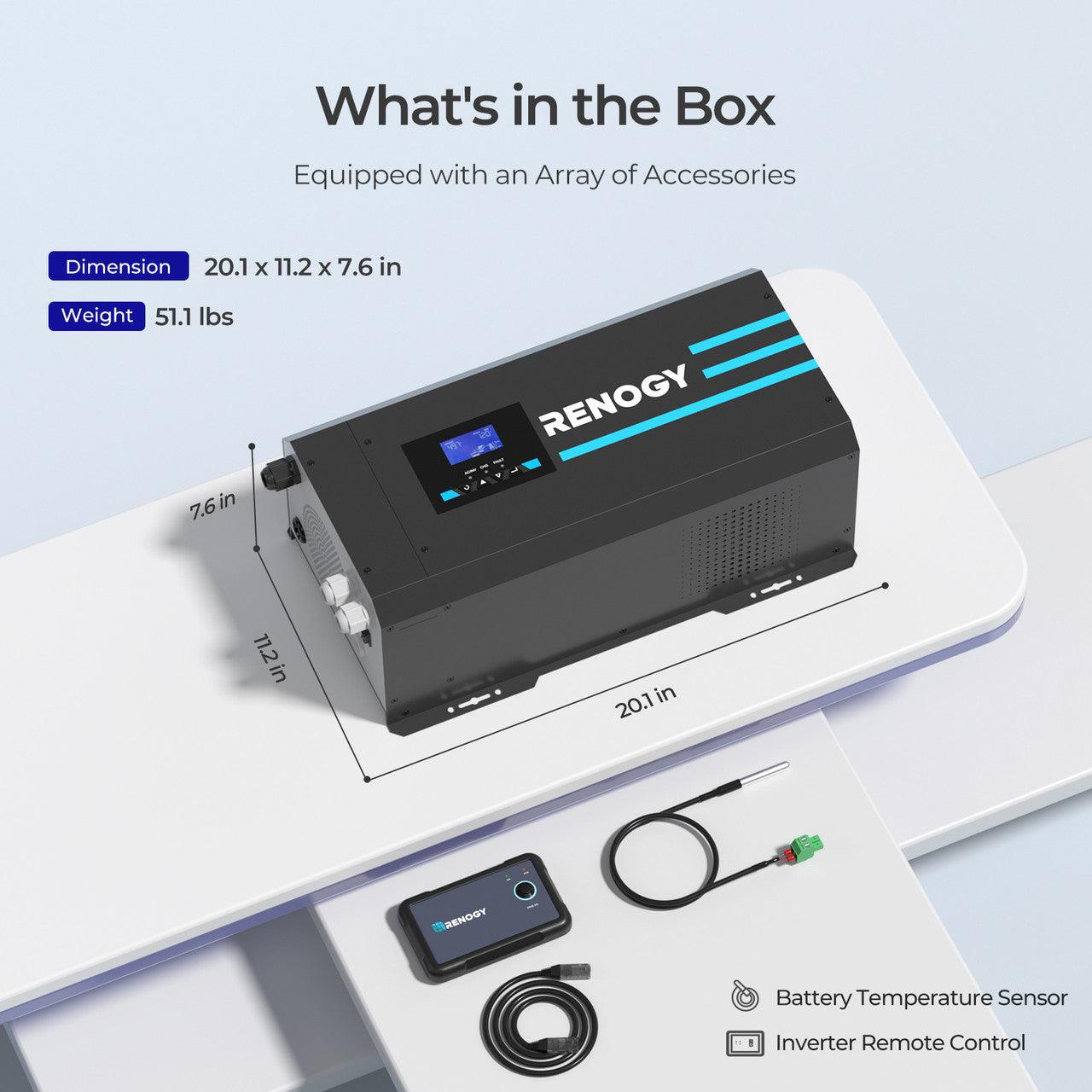 2000W 12V Pure Sine Wave Inverter Charger with LCD Display and Smart Charging
