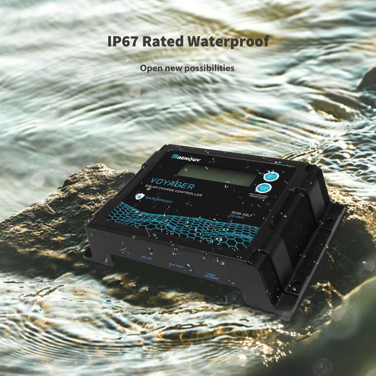 Renogy Voyager 20A PWM Waterproof Solar Charge Controller 12V/24V IP67 LCD Display