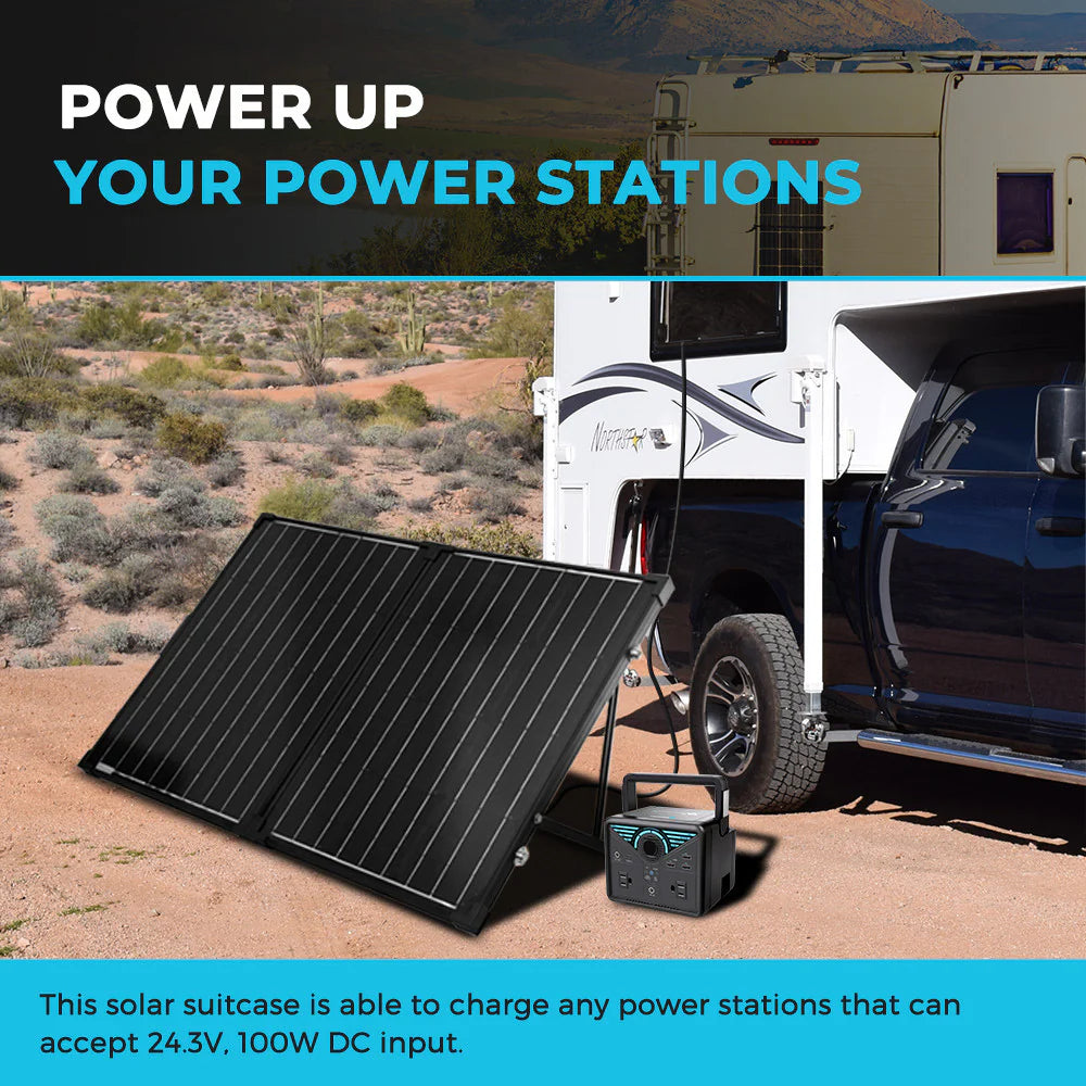 100W compact suitcase portable solar panel - SolarFlares Generators