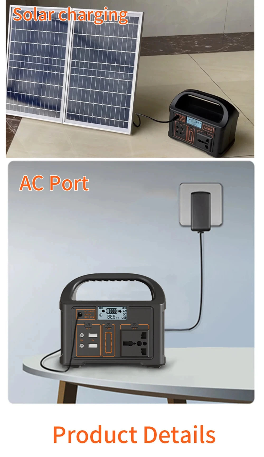 New Arrival Outdoor Portable 500W Power Station Power Generator 110V 220V LED Light Emergency Solar Power Bank for Home Camping - SolarFlares Generators