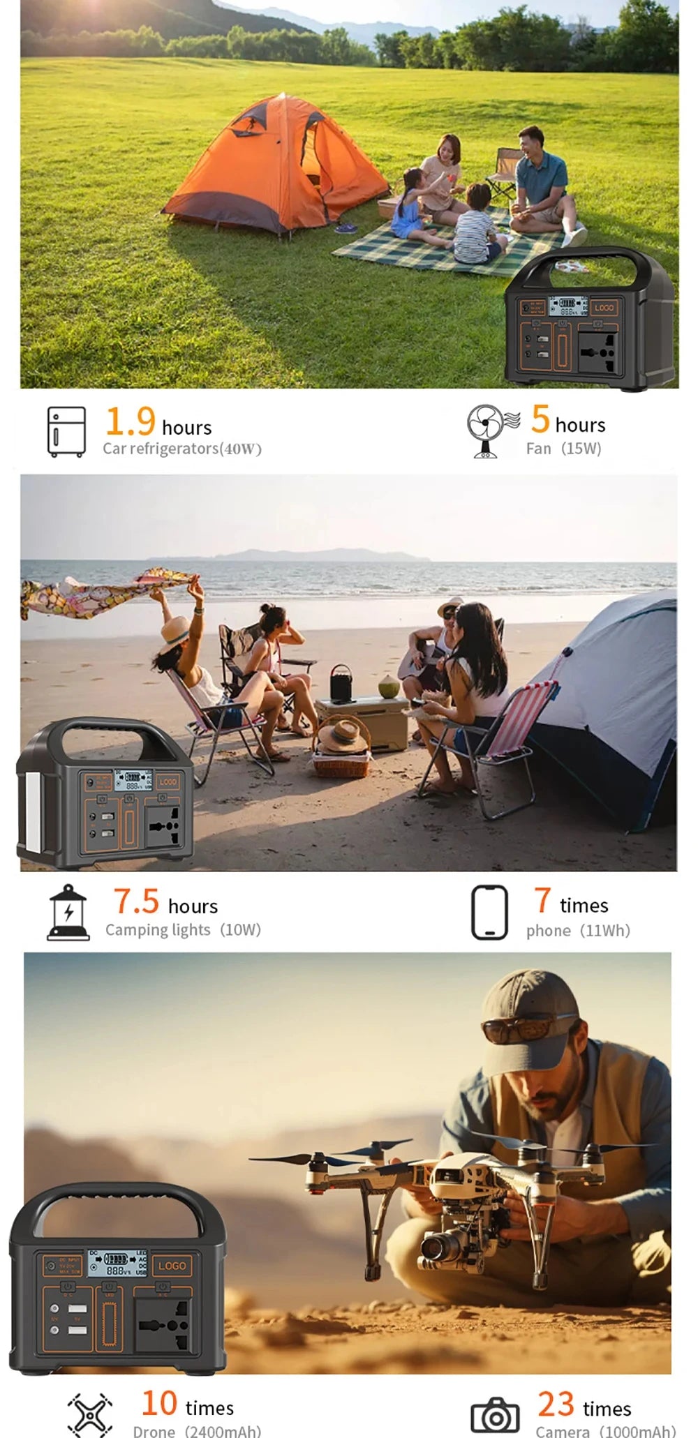 New Arrival Outdoor Portable 500W Power Station Power Generator 110V 220V LED Light Emergency Solar Power Bank for Home Camping - SolarFlares Generators