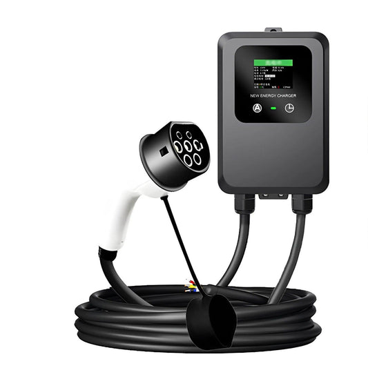 BoFaCarry 7kW Type 2 EV wallbox charger with 5M cable, color LCD screen, and 32A adjustable current settings