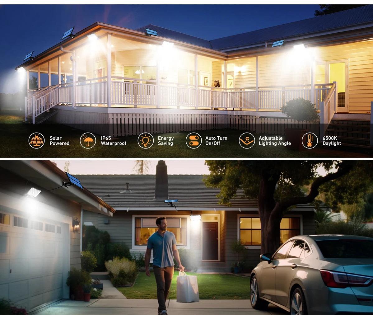 Bright solar Motion sensor outdoor lights with remote