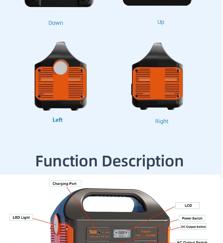 New Arrival Outdoor Portable 500W Power Station Power Generator 110V 220V LED Light Emergency Solar Power Bank for Home Camping - SolarFlares Generators
