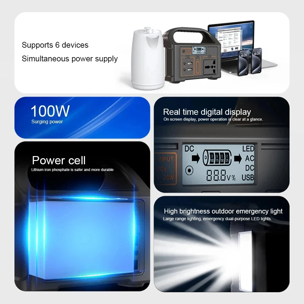 New Arrival Outdoor Portable 500W Power Station Power Generator 110V 220V LED Light Emergency Solar Power Bank for Home Camping - SolarFlares Generators