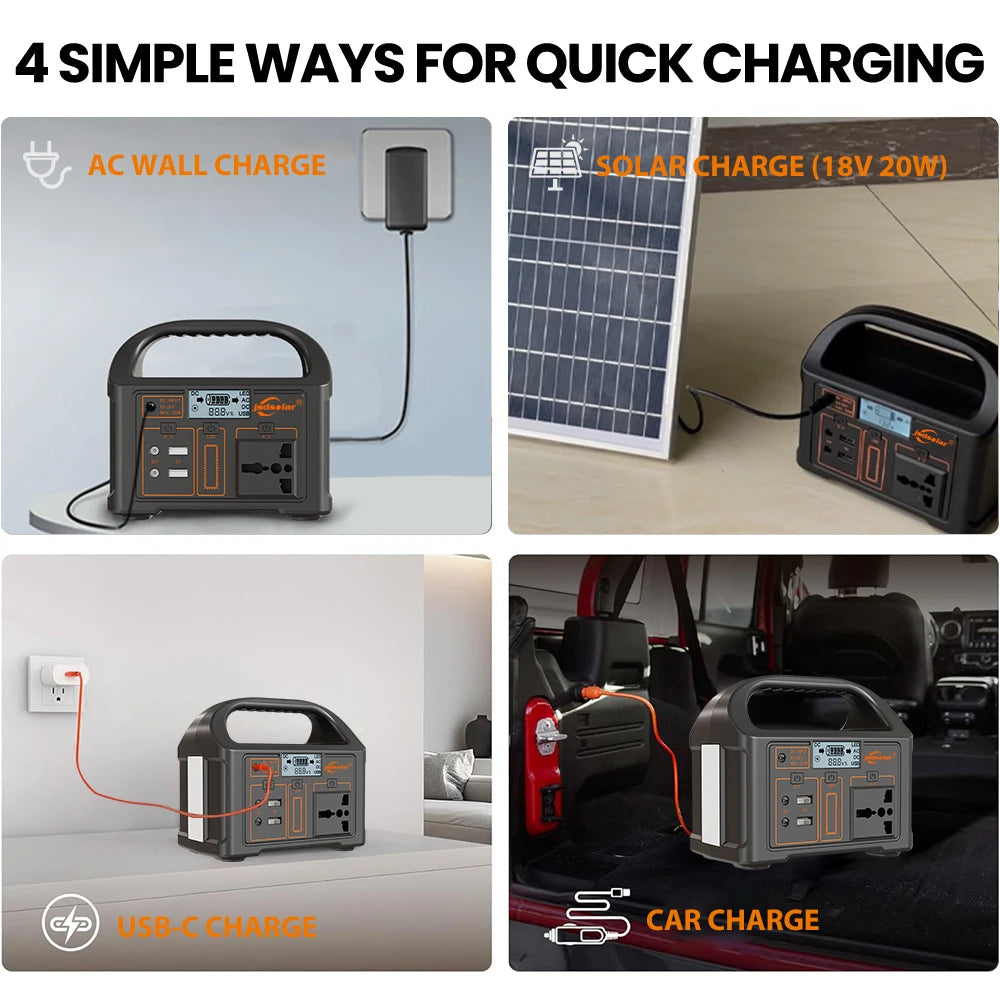 New Arrival Outdoor Portable 500W Power Station Power Generator 110V 220V LED Light Emergency Solar Power Bank for Home Camping - SolarFlares Generators