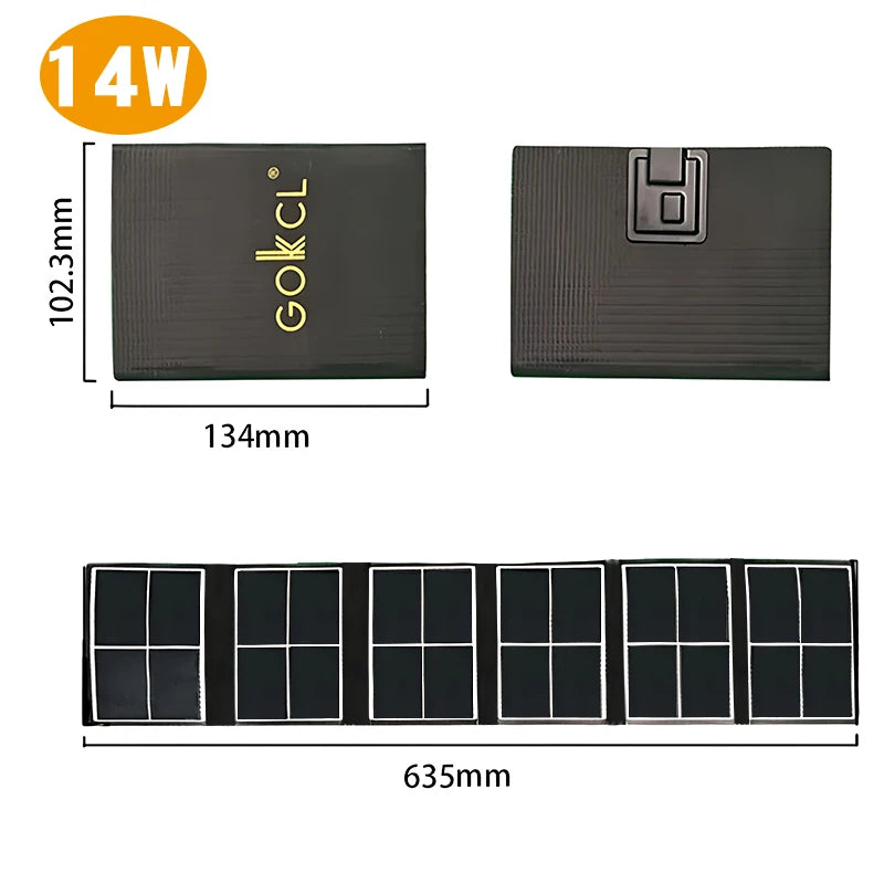 14W Portable Solar Panel Waterproof Solar Charger with High Efficiency for Outdoor Camping Hiking Travel Emergency Power Supply - SolarFlares Generators