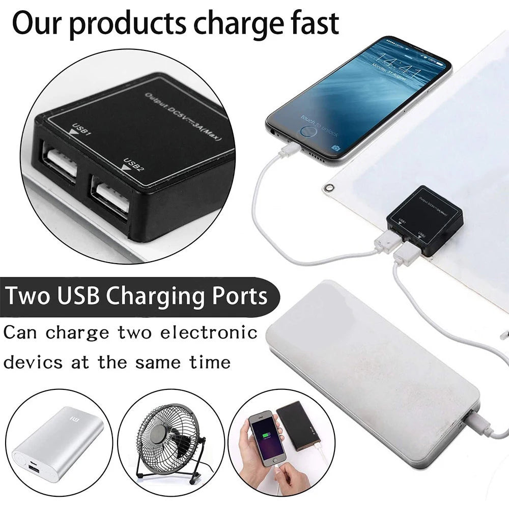 100W Solar Plate – 5V Flexible Solar Panel with Dual USB Ports for Outdoor Charging - SolarFlares Generators