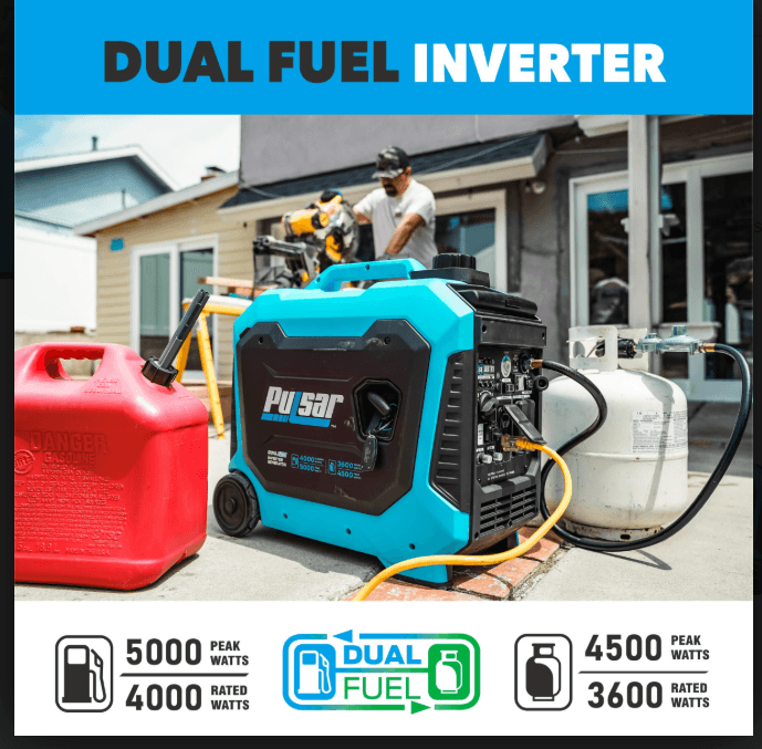 Pulsar 5 250-Watt Dual Fuel Portable Generator with CO Sentry - SolarFlares Generators
