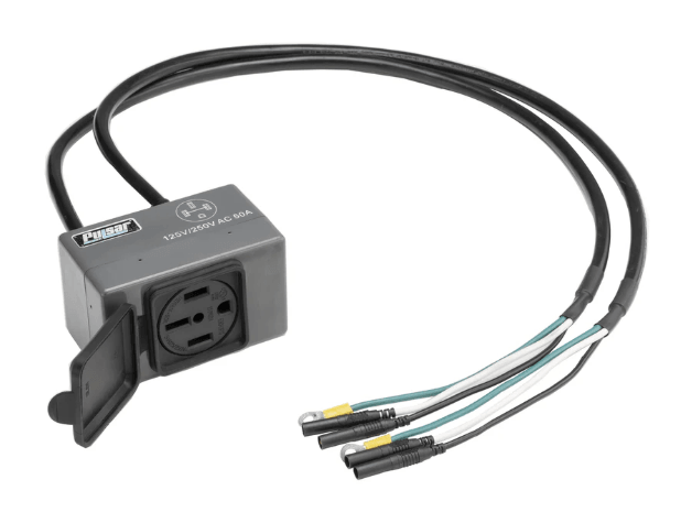 Solar generator power adapter box with three cables, for renewable energy solutions