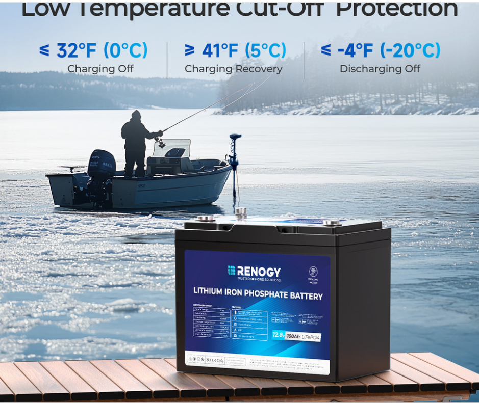 Renogy Core - 12V 100Ah Trolling Motor Group 24 LiFePO4 Battery w/ Bluetooth