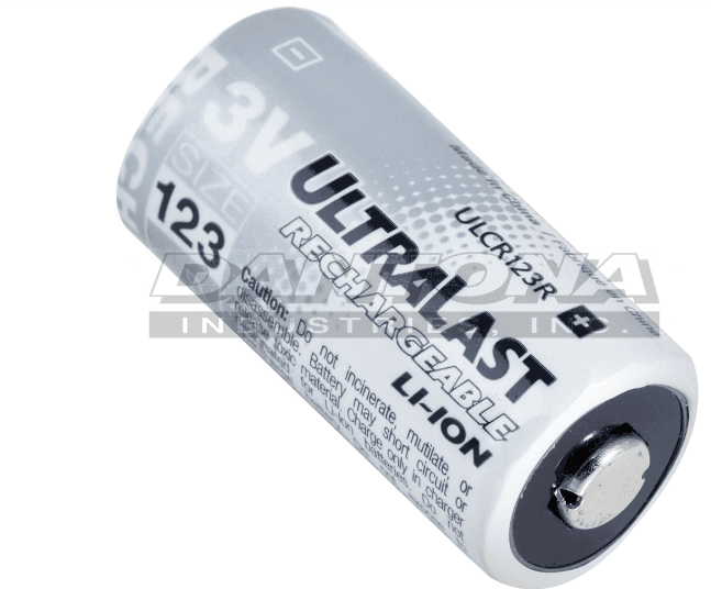 Ultralast CR123 rechargeable battery pack with 2 cells and smart charger. Eco-friendly power solution for cameras and flashlights.