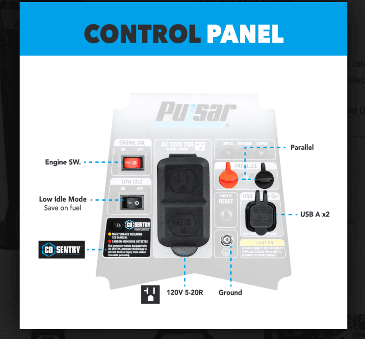 Pulsar Ultra Light Quiet 1600W Portable Gas Inverter Generator CARB Compliant 0.6-Gallon Fuel Tank - SolarFlares Generators