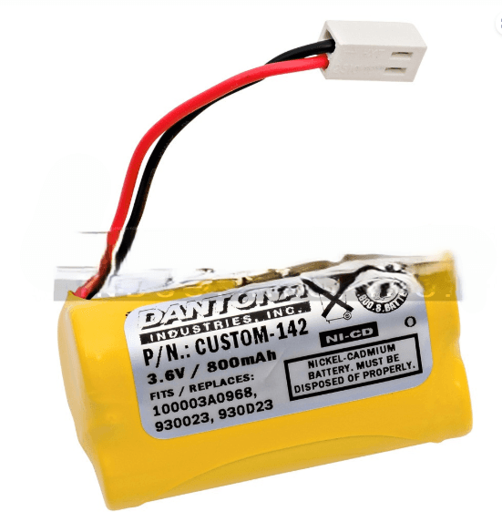 Dantona Industries CUSTOM-142 3.6V 800mAh NiCd replacement battery with connector, ideal for emergency lighting applications.