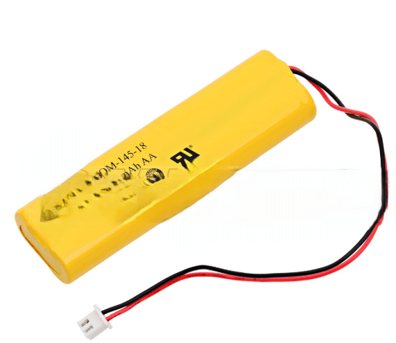 All Fit E1021R Emergency Lighting system replacement battery, 4.8V 800mAh NiCd, with yellow casing and connector wires for reliable power backup.