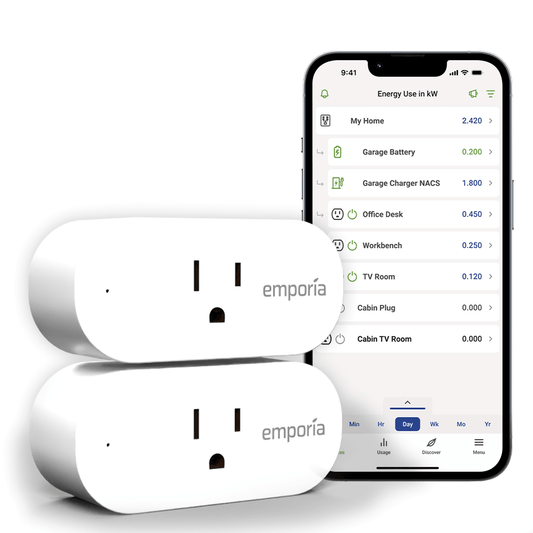 Emporia Smart Plug 2-Pack Wi-Fi Energy Monitoring Smart Outlet 15A 1800W Alexa Google Compatible