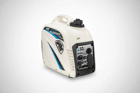 Portable inverter generator with control panel for backup power and outdoor use