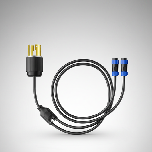 Electrical cable with connectors on a gray background