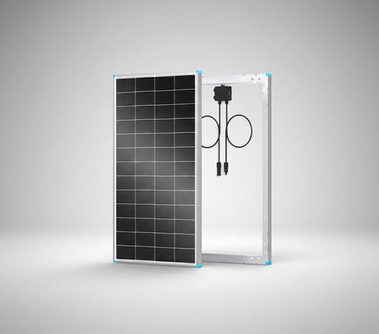 High-efficiency solar panel for SolarFlare Generators, front and back view with cables