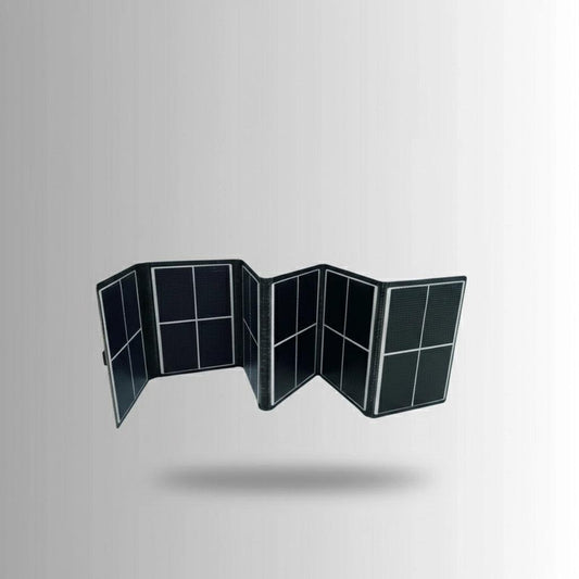 Foldable portable solar panel kit from SolarFlares Generators on white background