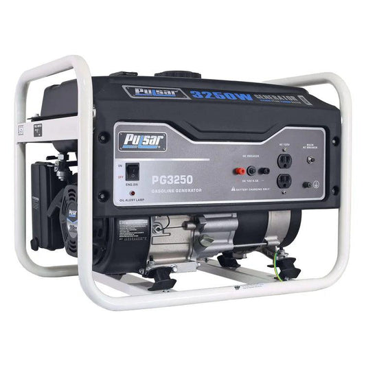 Pulsar PG3250 3250W Portable Gas Powered Generator, 2500 Running Watts, 4-Gallon Fuel Tank