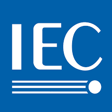 IEC logo for renewable energy standards on blue background, SolarFlare Generators context