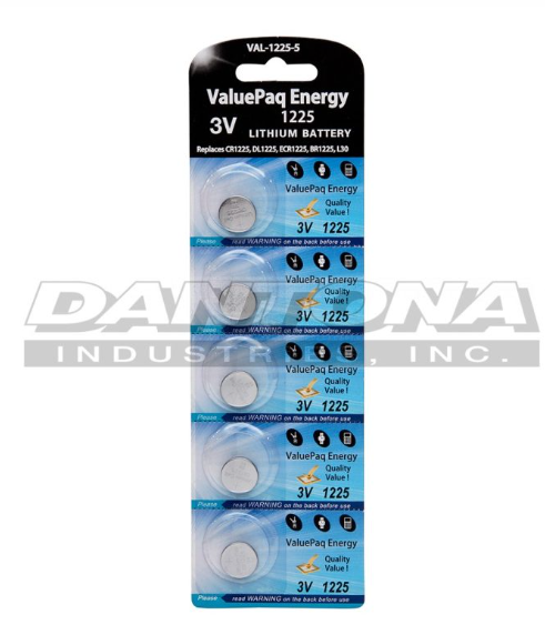 ValuePaq Energy 3V lithium coin batteries 5-pack for bulk savings.