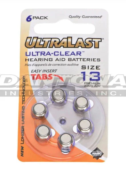 Ultralast size 13 hearing aid batteries 6-pack for reliable energy solutions