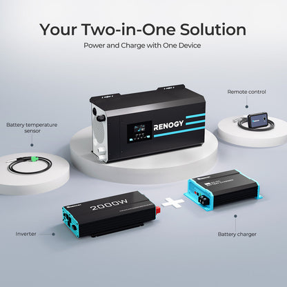 2000W 12V Pure Sine Wave Inverter Charger with LCD Display and Smart Charging