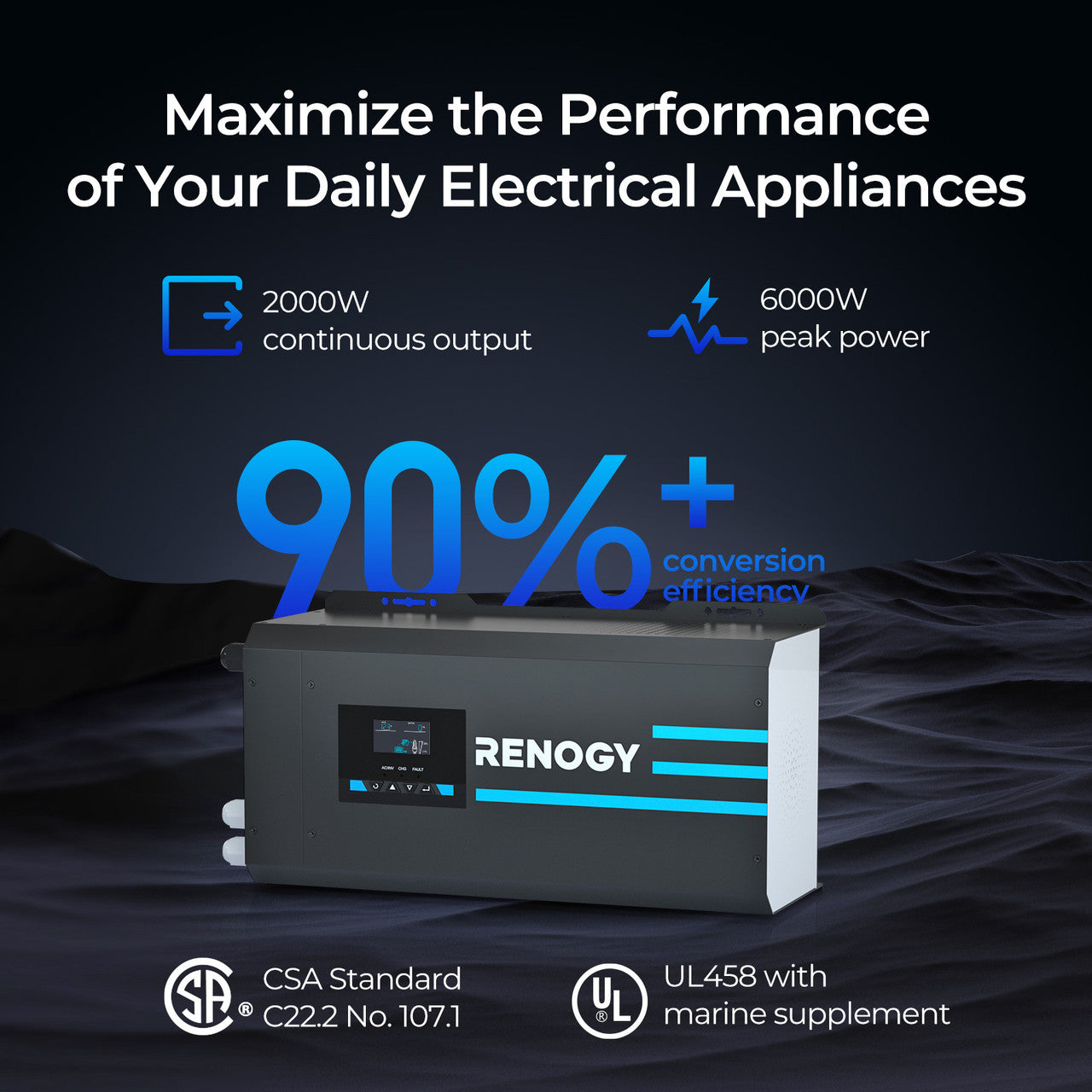 2000W 12V Pure Sine Wave Inverter Charger with LCD Display and Smart Charging