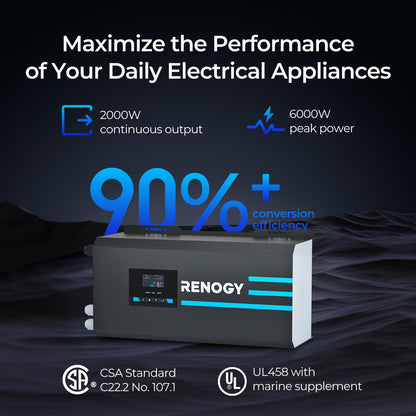 2000W 12V Pure Sine Wave Inverter Charger with LCD Display and Smart Charging