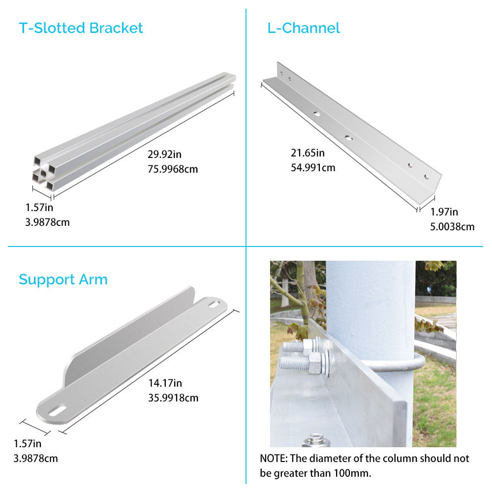 Single Side 27.4in Adjustable Solar Panel Roof Mount Support Bracket